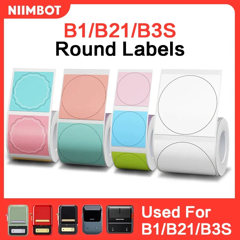 color: Blue - Niimbot Round Color Label Sticker Self-adhesive Waterproof Thermal Sticker Label for B1/B21/B3S Label NIIMBOT