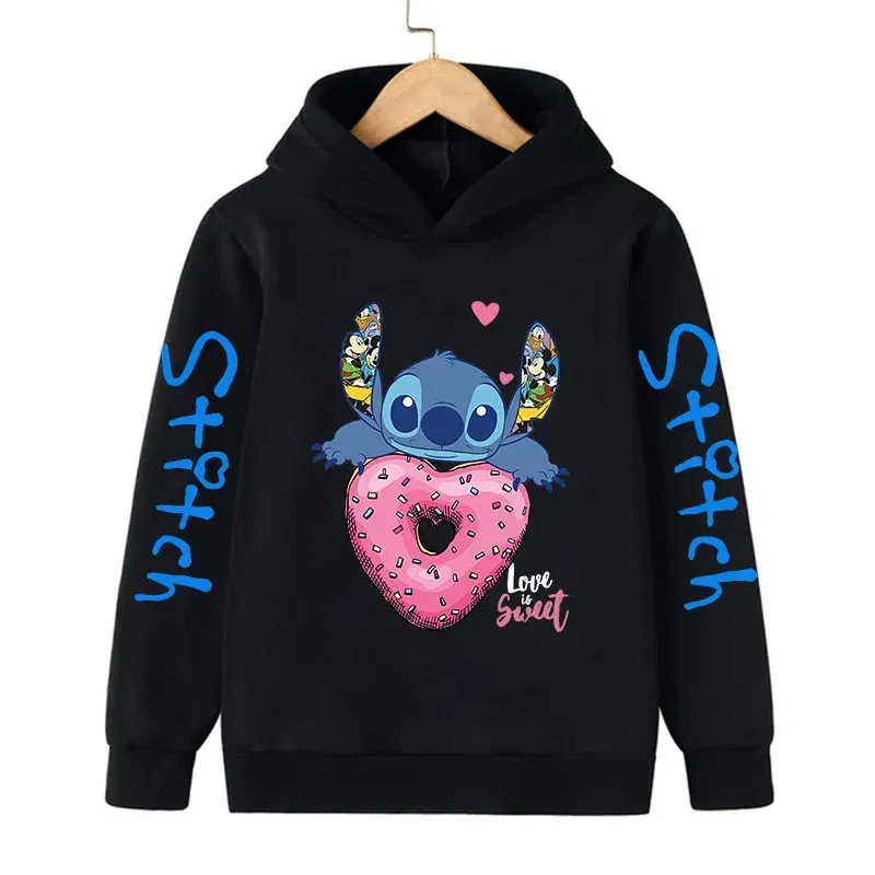 Color: MULTI, Size: >40cm - New in Cool Stitch Hoodie Children Cartoon Clothes Kid Girl Boy Lilo and Stitch Sweatshirt Manga Hoody Baby Casual Top