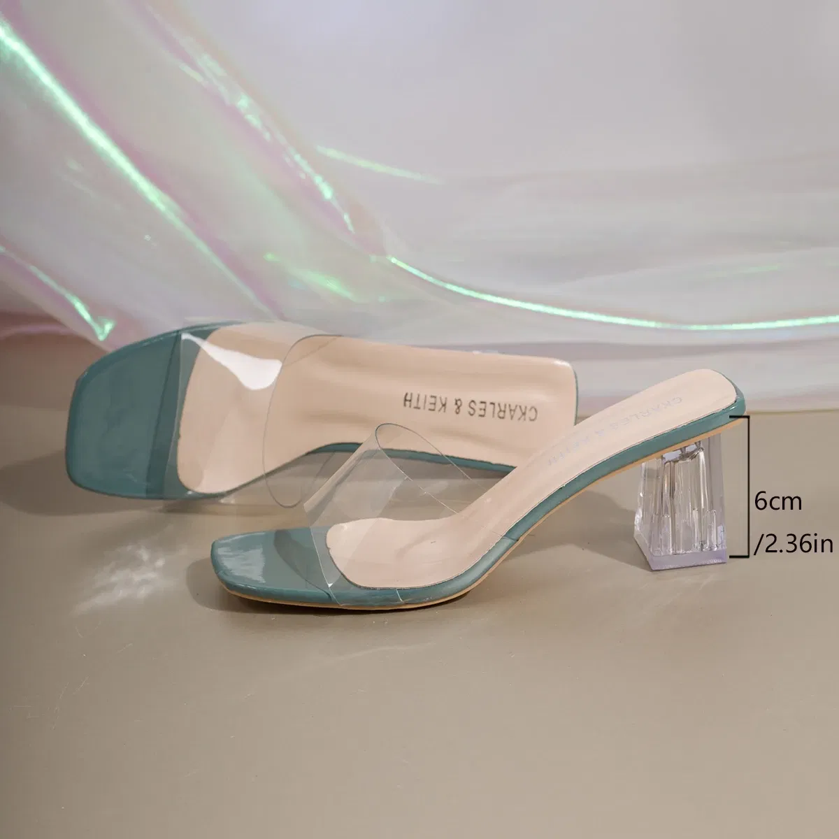 Color: black, Shoe Size: 35 - Fashionable and Elegant Women's High-heeled Sandals with Thick Heels and Square Heads, New Transparent Casual Versatile Sandals