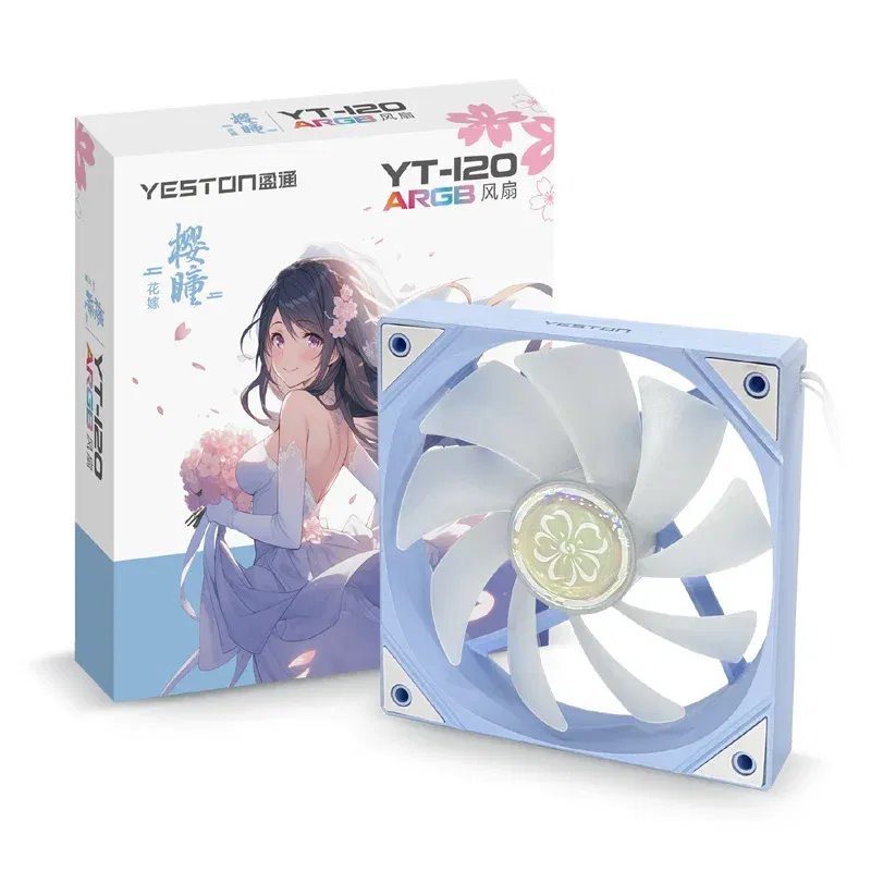 Color: Black, Blade Color: Other, RGB Support: A-RGB - ZEAGINAL YESTON YT-120 Chassis cooling fan 120x120x25mm/800~1800RPM The Cherry pupil flower marries theme