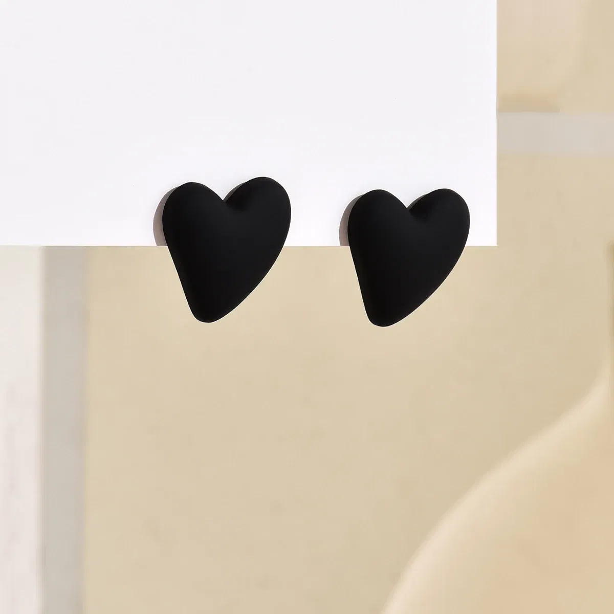 Metal Color: ROSE GOLD COLOR - Koean Fashion Candy Color Acrylic Love Eardrop Simple Design Geometric Heart Party Jewelry Earrings Ear Studs All-match EarStuds