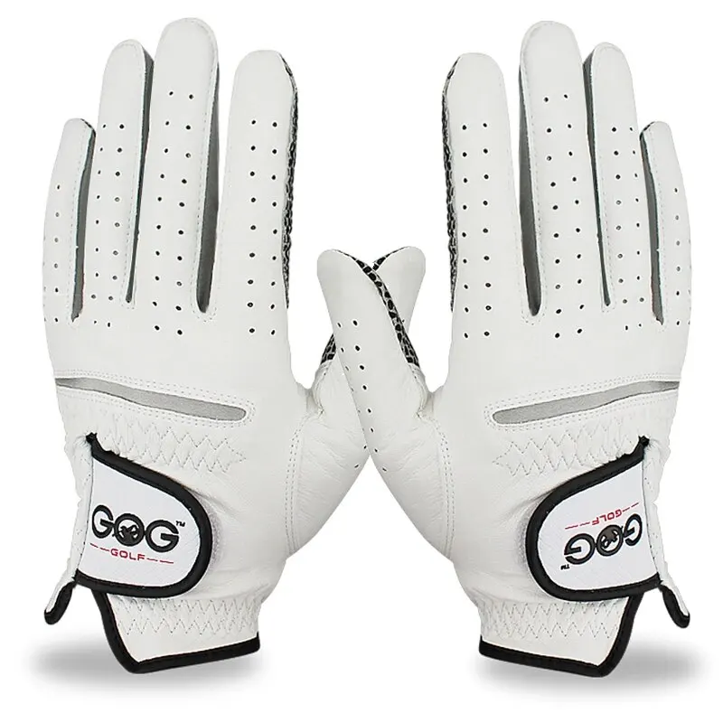 Size: L, Color: WHITE - Pack 1 Pc Golf Gloves Men's Left/Right Hand Soft Breathable Pure Sheepskin With Anti-slip Granules Golf Gloves Golf Men