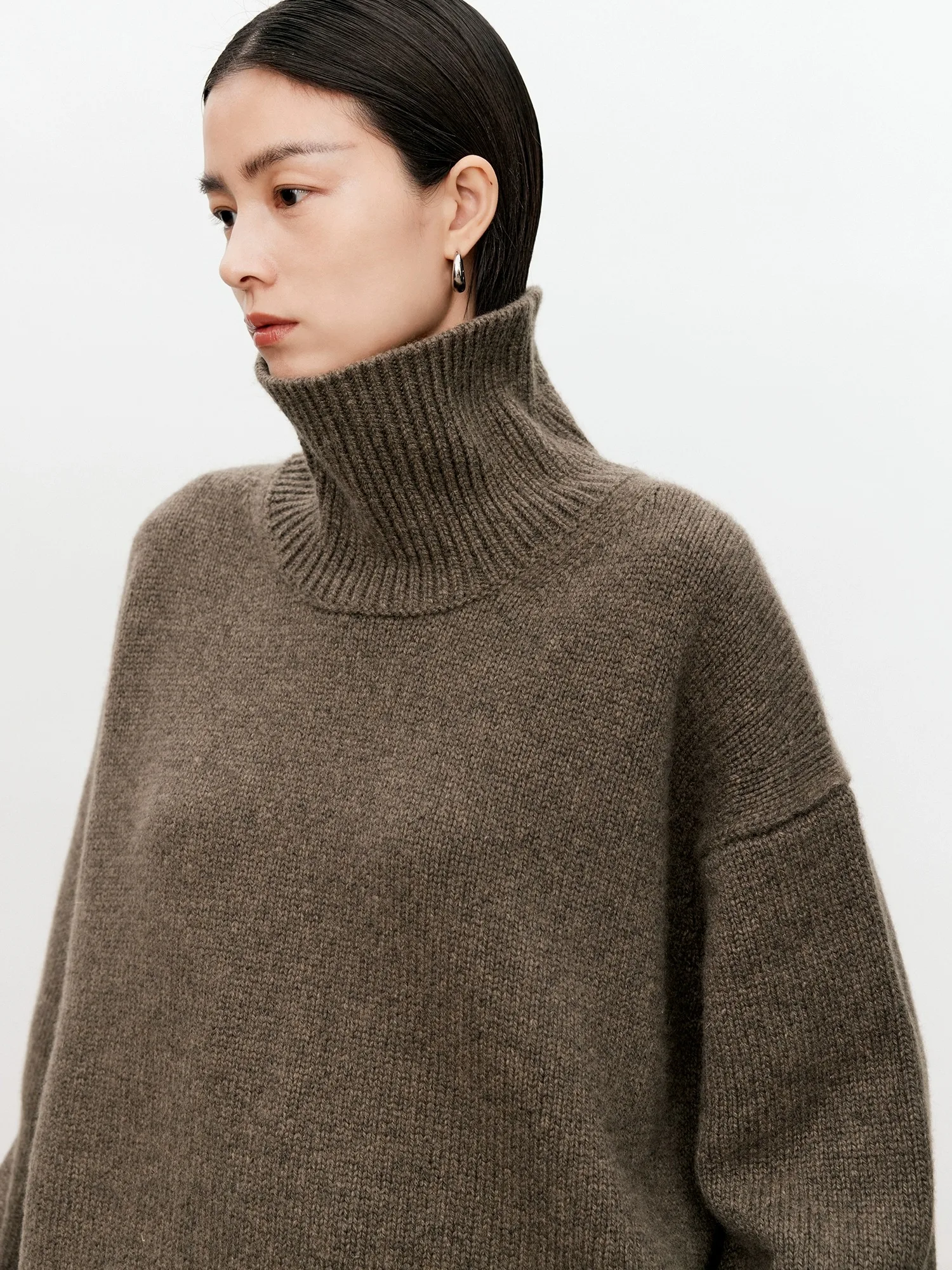 Color: SKY BLUE, Size: XXXL, Ships From: CHINA - Turtleneck pure cashmere sweater female loose and thick languid lazy wind pullover sweater knitting base WOOL sweater