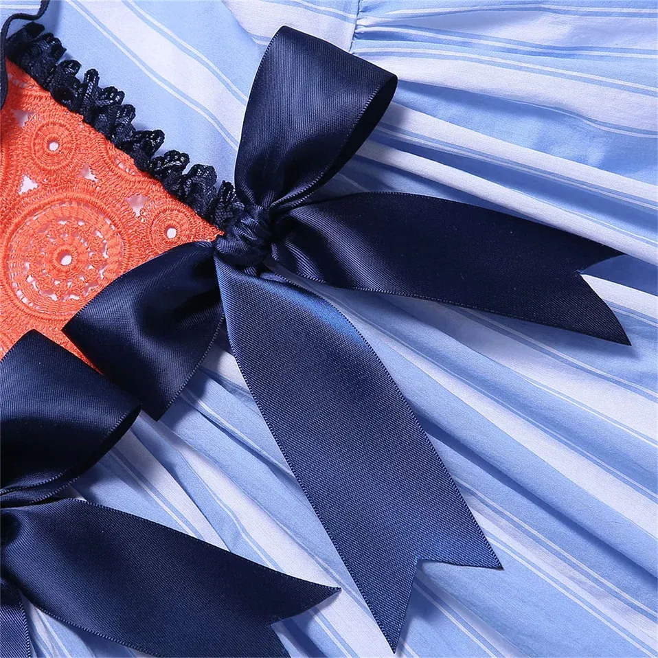 Color: MULTI, Kid Size: 3T - Pettigirl Summer Children Blue Stripe Baby Girls Princess Dresses for Evening Wedding Party Kids Birthday Gifts 2345681012 Years