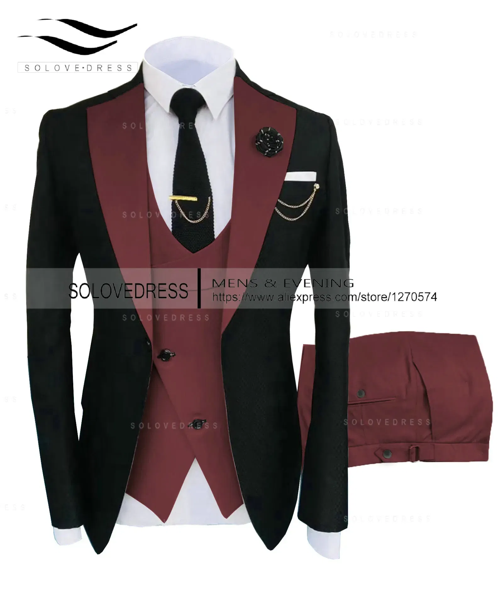 Color: WHITE, Size: One Size - ( Jacket + Vest + Pants )Suits for Mens 2024 Casual Business Suit High-end Social Formal Suit 3 Pcs Set Groom Wedding Men