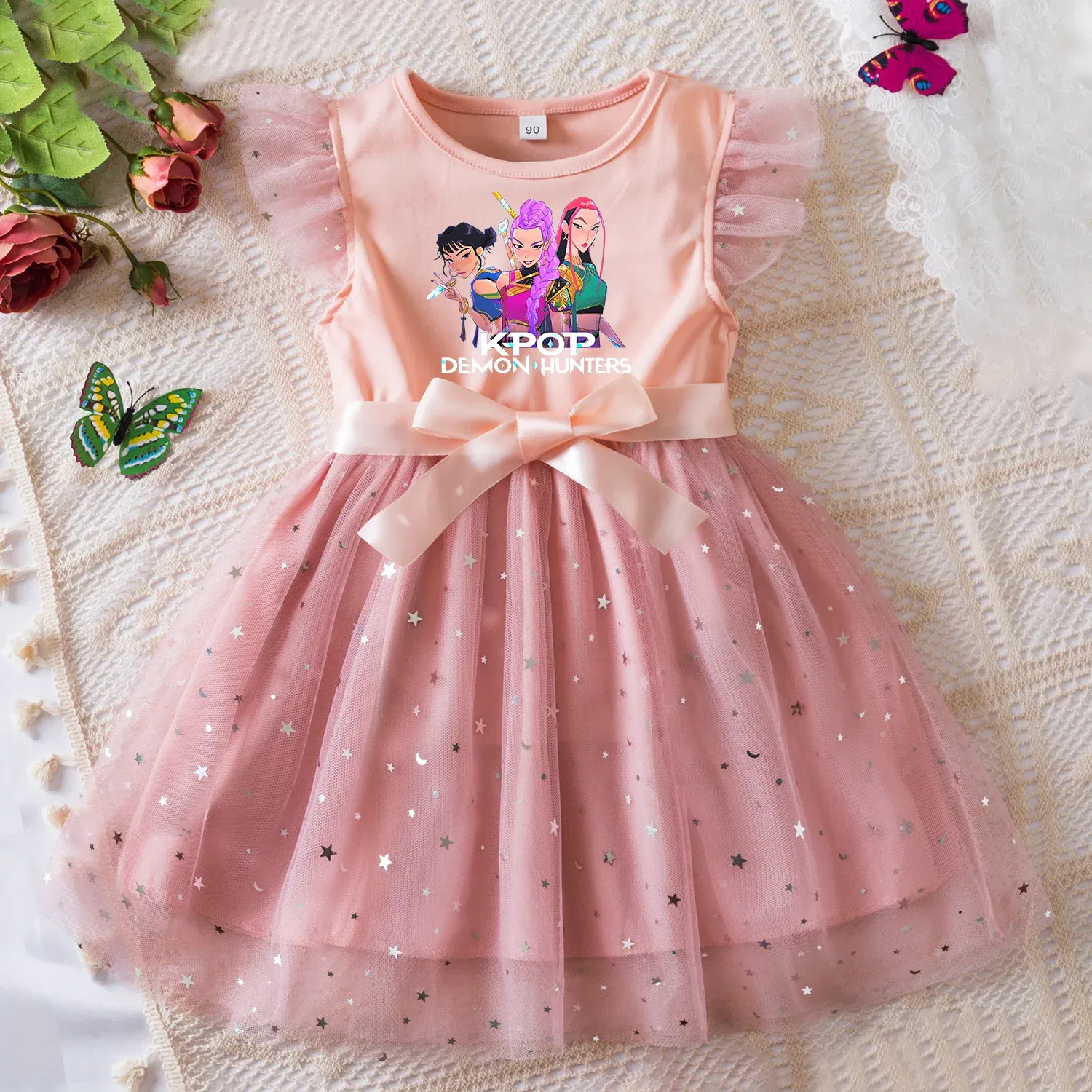 Color: SKY BLUE, Size: One Size, Height: 170 - KPop Demon Hunters Girls Dress Kids Party Halloween Carnival Birthday Party Clothes Princess Tutu Dresses Costume Children Gift