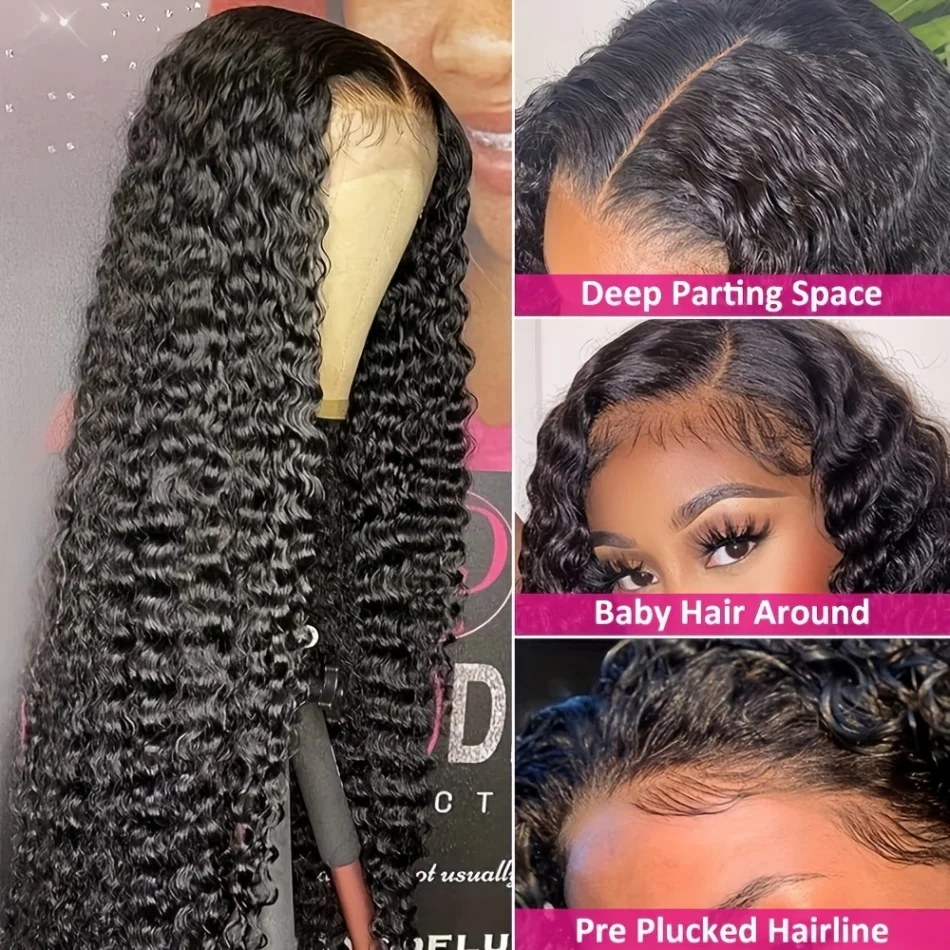 Stretched Length: 36inches, Hair Color: #12, Density: 200%, Ships From: CHINA - Glueless Wig Human Hair Ready To Wear Water Wave Lace Front Wig 4x4 5x5 Lace Closure Black Wig Curly HD Lace Frontal Human Hair
