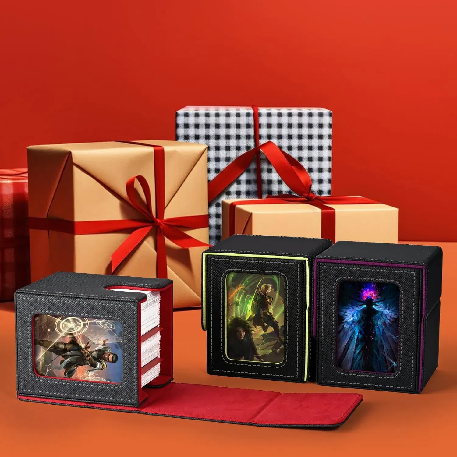 Color: light green - New 100+ card storage box TCG MTG board game commander card carrying organizer box trading 3 "X4" regular storage box baseball