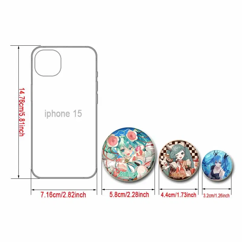 Color: Jasmine, Size: M - 58/44/32mm Miku Anime Round Pins Cartoon Badges Cosplay Handmade Tinplate Brooch on Backpack Clothes Chest Ornament Gifts