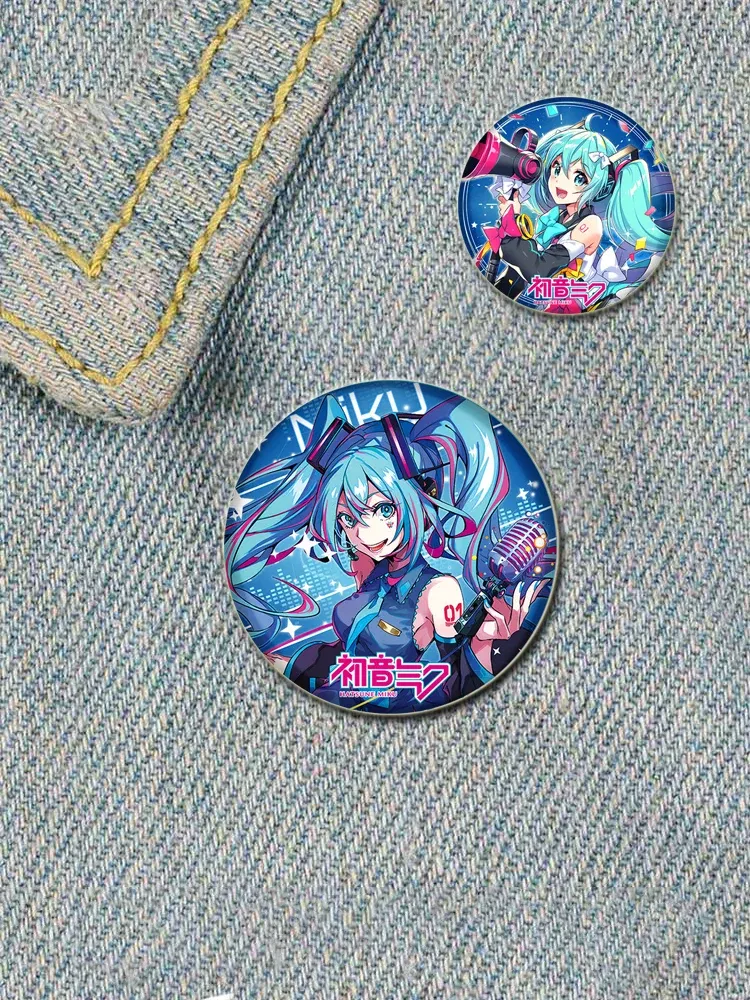 Color: Jasmine, Size: M - 58/44/32mm Miku Anime Round Pins Cartoon Badges Cosplay Handmade Tinplate Brooch on Backpack Clothes Chest Ornament Gifts
