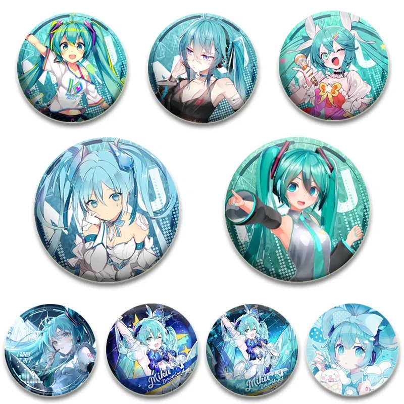 Color: Jasmine, Size: M - 58/44/32mm Miku Anime Round Pins Cartoon Badges Cosplay Handmade Tinplate Brooch on Backpack Clothes Chest Ornament Gifts