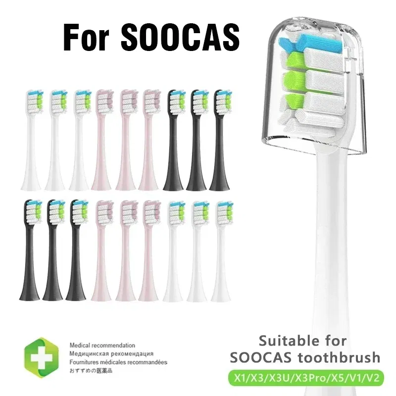Color: Blue - Replacement Brush Head For Xiaomi Electric Sonic Toothbrush Soocas X5 X3 X1 X3U SOOCARE Soft Dupont Bristle Replaceable Heads