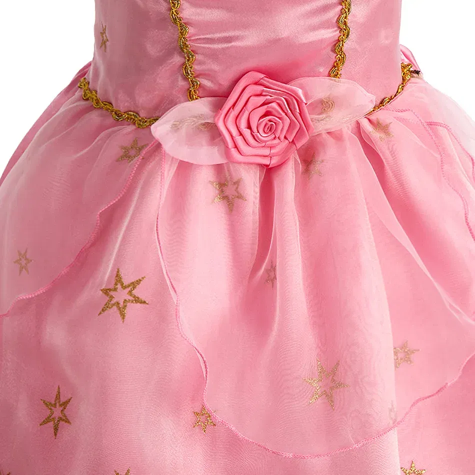 Color: Gold, Kid Size: 11 - Children Halloween Disguise Aurora Cinderella Disney Princess Costume Festival Dress up Kids Girls Sleeping Beauty Frock 1-12Yrs