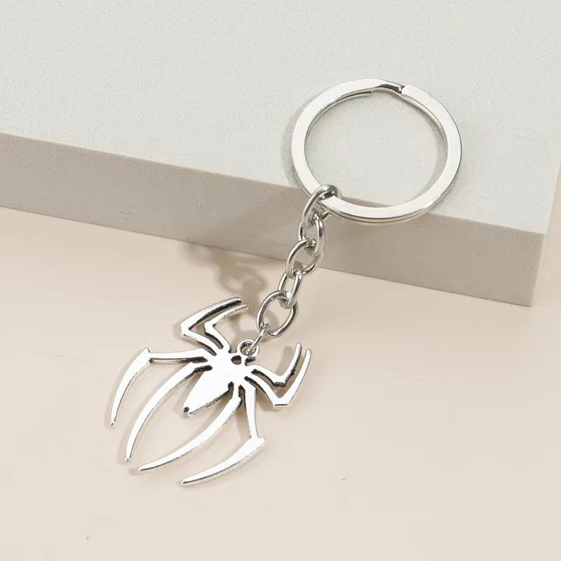 Color: black - Spider Keychain Araneid Animal Key Ring Metal Key Chains Halloween Gifts For Women Men Handbag Accessorie DIY Handmade Jewelry
