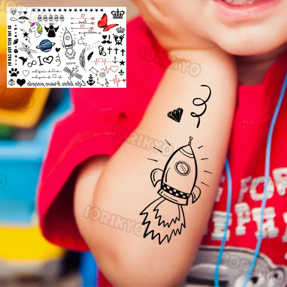 Color: transparent - Sexy Red Lips Flower Temporary Tattoo For Kids Boys Girls Adult Small Rose Butterfly Tattoos Sticker Fake Tatoos Arm Neck Face