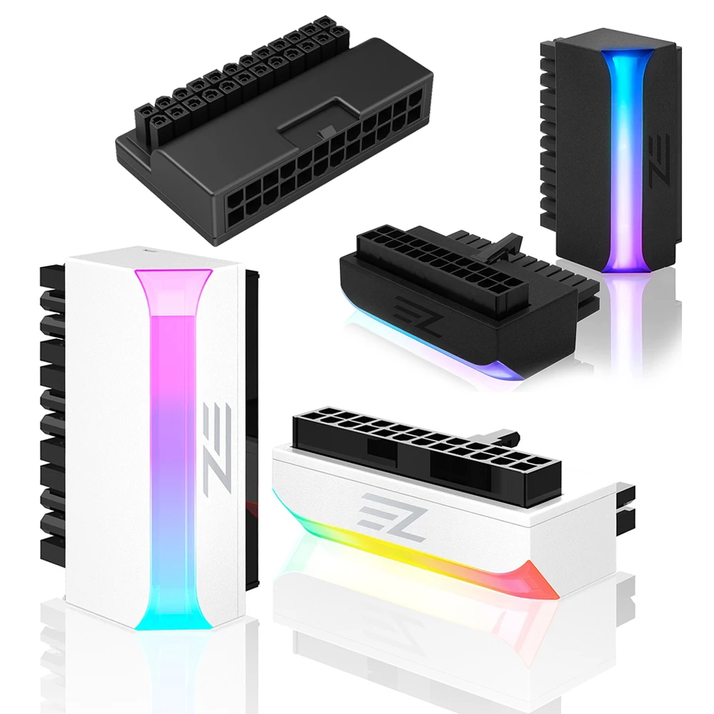 Color: Orange, Ships From: CHINA - ATX 24 Pin to 90 Degree Power Plug Adapter ARGB Mainboard Motherboard Power Supply Cable Modular DIY Mounting Accessessory