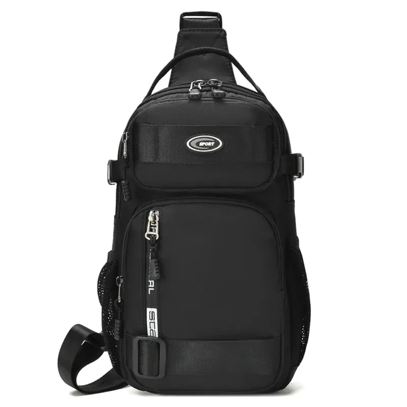 Color: black - Riding backpack for men, men's chest bag, casual men's single shoulder bag, lightweight and large-capacity crossbody bag