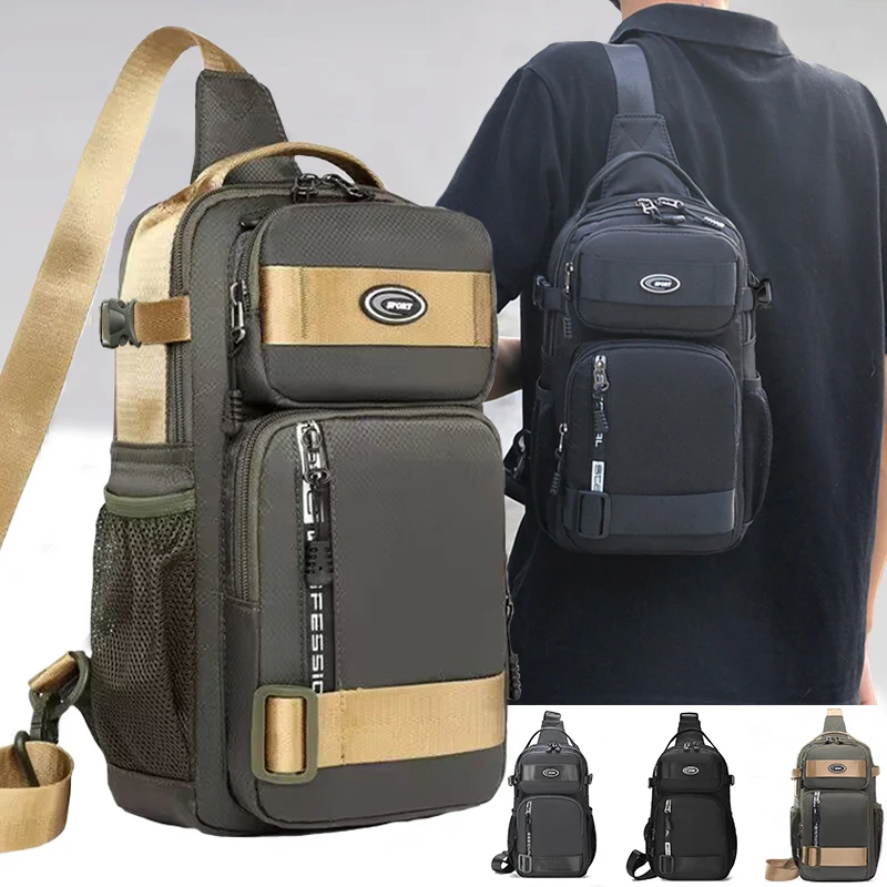 Color: black - Riding backpack for men, men's chest bag, casual men's single shoulder bag, lightweight and large-capacity crossbody bag