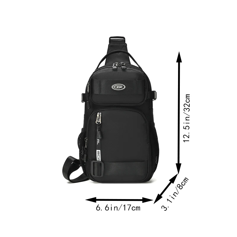 Color: black - Riding backpack for men, men's chest bag, casual men's single shoulder bag, lightweight and large-capacity crossbody bag