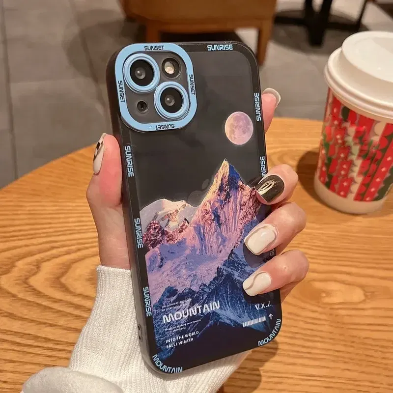 Color: Beige, Material: EVA - Retro INS Sunset Sky Clouds Moon Pattern Case For Samsung Galaxy S10 S20 S21 S22 S23 S24 FE Plus Ultra Note 20 Shockproof Cover