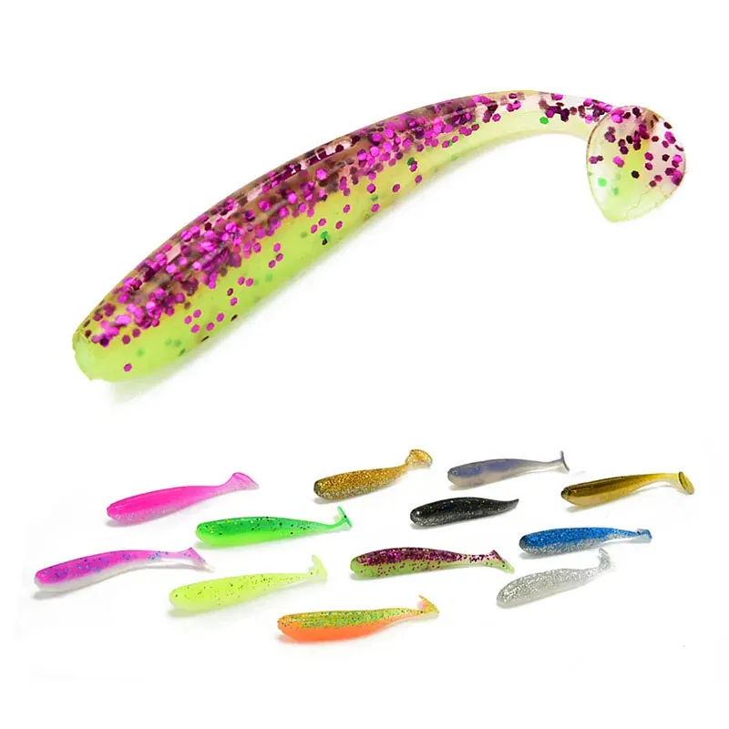 Color: light green - 5Pcs/lot 65mm 1.8g Wobblers Fishing Lures Swimbaits Silicone Soft Bait Double Color Carp Artificial Soft Lure