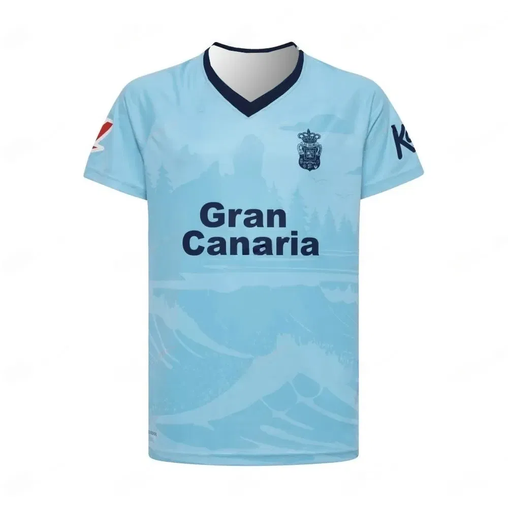 Color: Blue, Size: XXS - Spanish Season New Culture UD Las Palmas Casual 3D Printed T-shirt Football Uniform Adult Children Men's Summer General Top