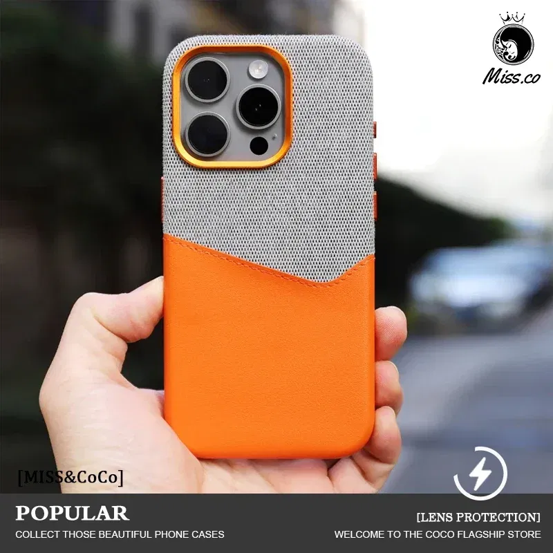 Color: black, Material: PVC - Card Holder MagSafe Leather Phone Case For iPhone 14 16 Pro Max 13 15 Pro 12 Pocket Wireless Charging Alloy Lens Hit Color Cover