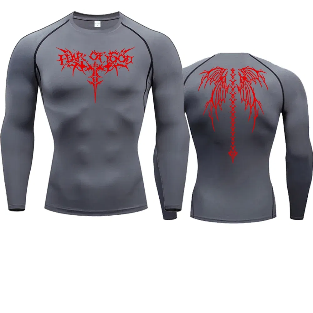 Color: MULTI, Size: L - Men's Compression Shirt Anime Print Gym Sport Quick Dry Gym TShirts Fitness Athletic Undershirts Elasticity Tops Tee Summer Male