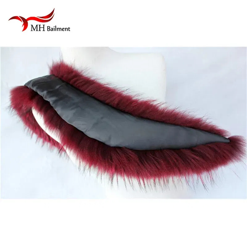 Color: Blue, Size: L - Real Raccoon Fur Scarves Woman 100% Pure Natural Raccoon Fur Collar Warm Winter Scarves Red Fox Fur Collar L#1
