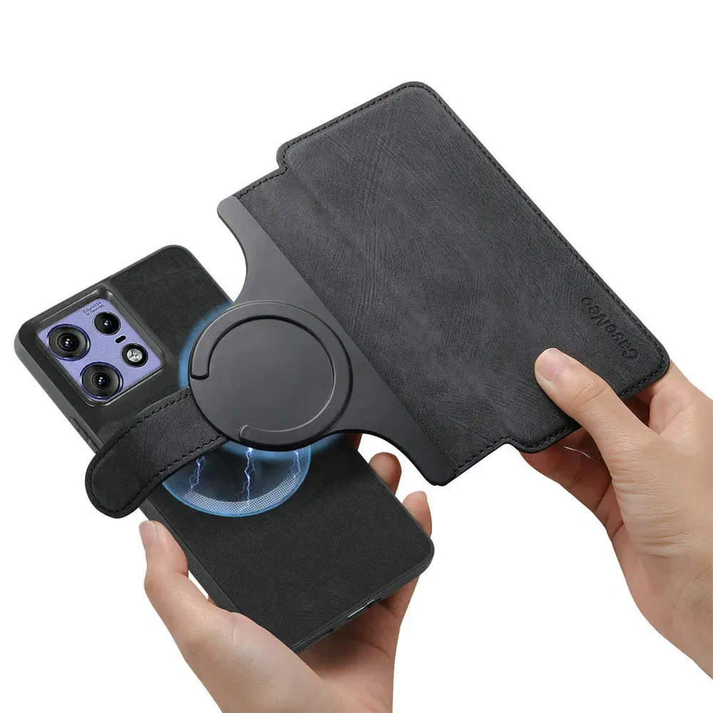 Color: black, Material: Leather - Edge 50 60 Fusion 5G Flip Case For Motorola Edge 60 Pro 2In1 Detachable Leather Wallet Funda Moto Edge 50 Neo 60 Pro S50 Cover