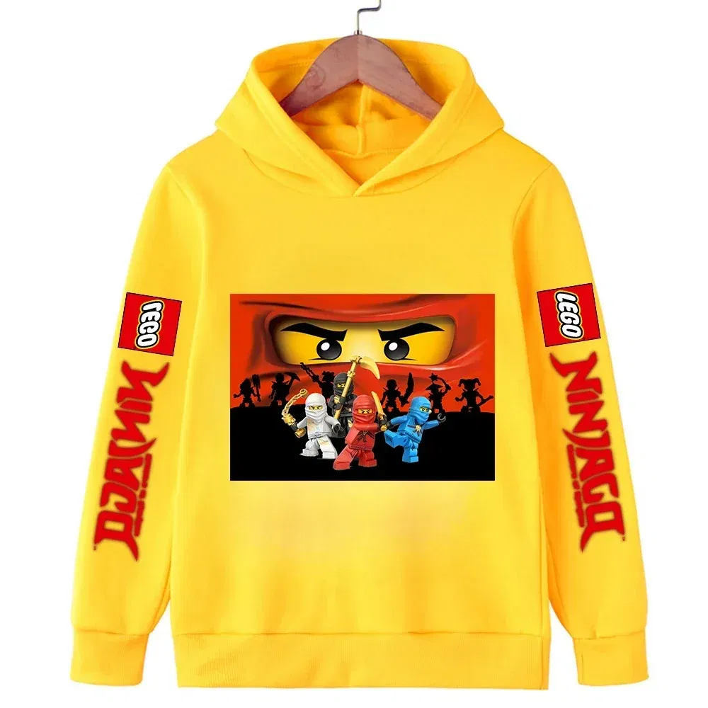 Color: PURPLE, Kid Size: 5 - Lego Phantom Ninja Cartoon Children's Hooded Hoodies Casual Sports Sweatshirt 3-13 Year Old Boy Kid Baby Girls Clothes Pullover