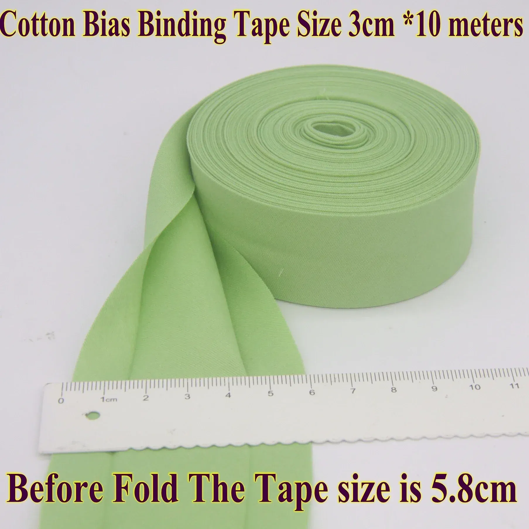Color: NICKEL, Size: L - Cotton Bias Binding Tape Size 3cm *10meter  Solid Color DIY Handmade Sewing Material Bias Tape