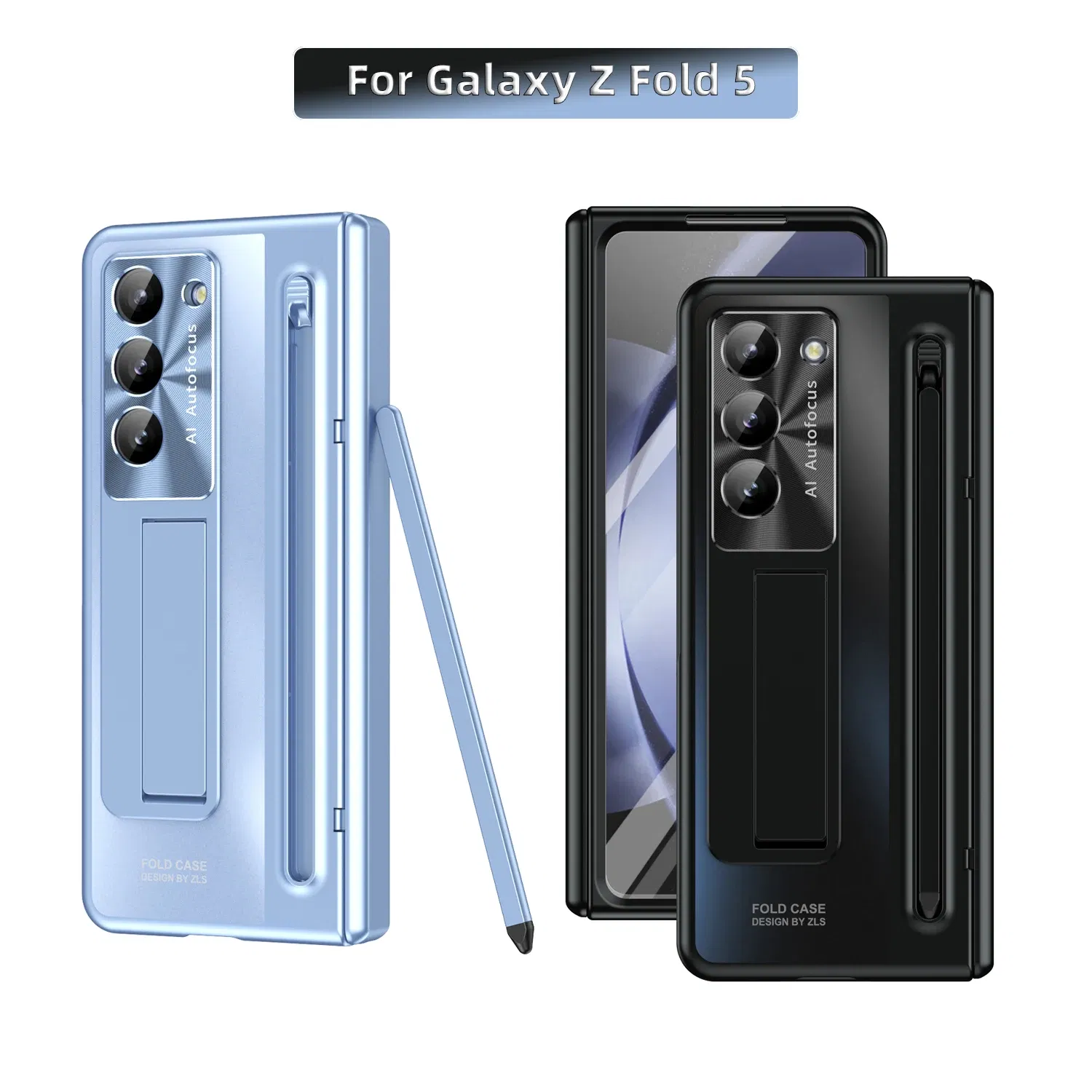 Color: Black, Bundle: Case & Strap, Material: ABS - For Samsung Galaxy Z Fold 4 5 Case With S Pen Stand & Hinge Cover Screen Protector All-inclusive Anti-drop For Z Fold5 Fold4