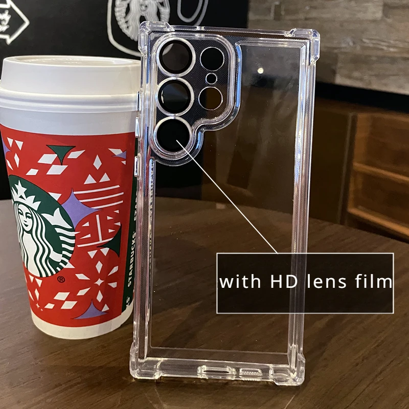 Color: black, Material: Neoprene - Luxury Shockproof Clear Acrylic Case For Samsung Galaxy S24 S23 FE S22 Plus S24 Ultra A34 A54 A15 A25 A35 A55 A53 5G Hard Cover