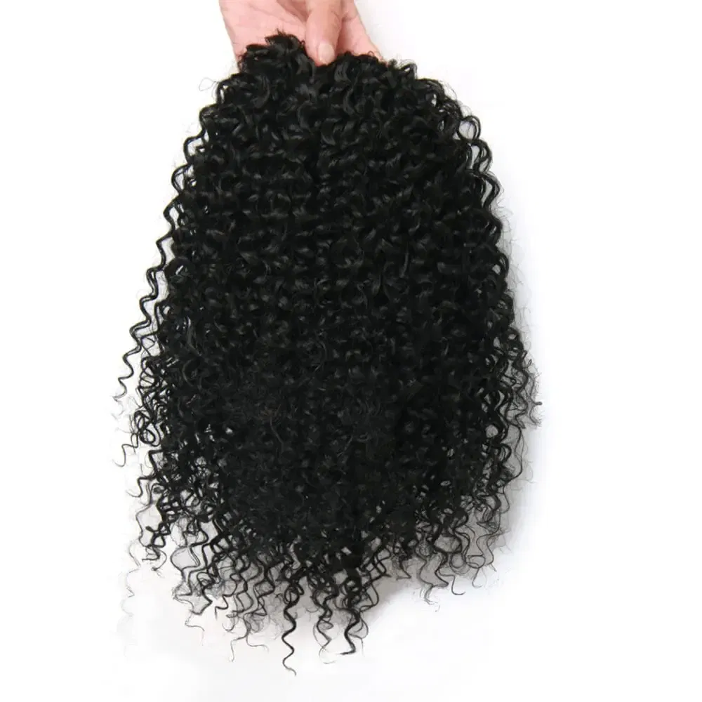 Color: #1, Stretched Length: 20inches - Synthetic Short Afro Kinky Curly Ponytail Hair Piece for African American Ponytail Extension Afro Kinky Curly Ponytail for Women