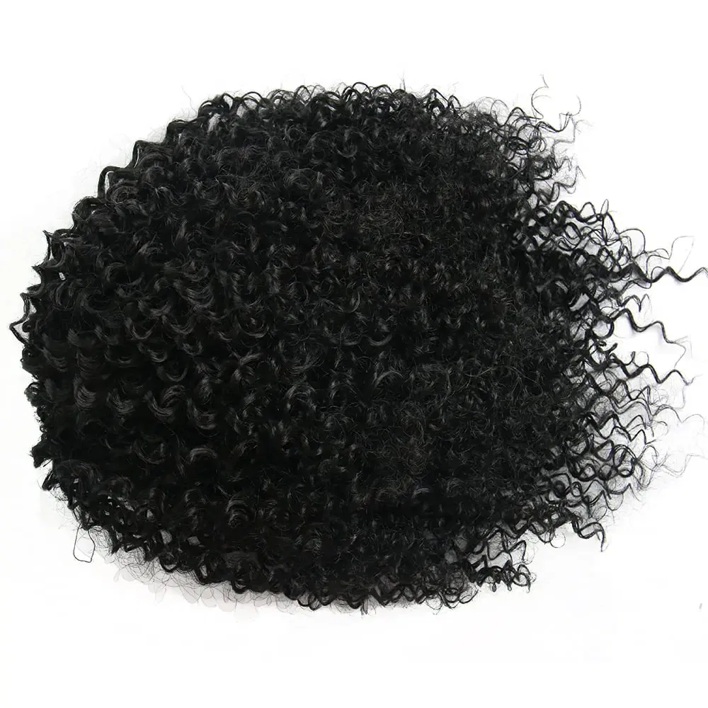 Color: #1, Stretched Length: 20inches - Synthetic Short Afro Kinky Curly Ponytail Hair Piece for African American Ponytail Extension Afro Kinky Curly Ponytail for Women