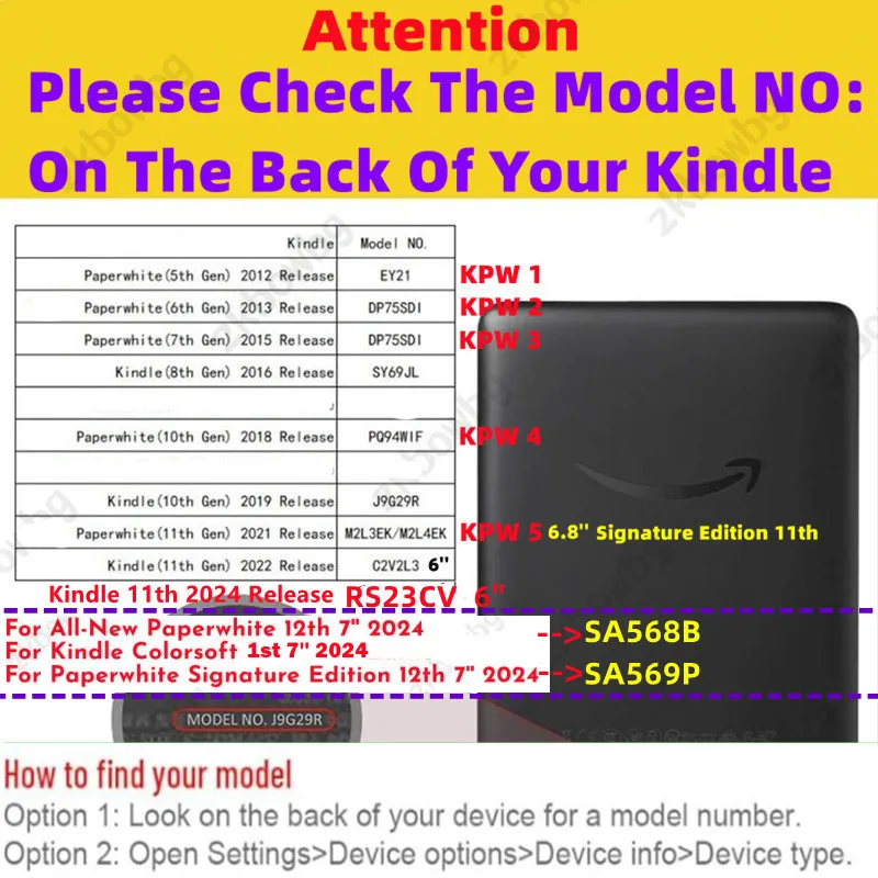 Color: GRAY, Size: Fourteen - Cute Smart Case for 6.8' 6'' Kindle Paperwhite Signature 11th Generation Edition 12th 2024 7'' 7th 10th 6th M2L4EK RS23CV Cover