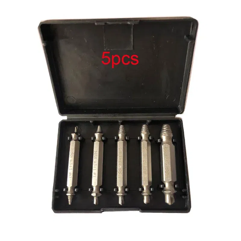 Color: Red - Double-headed High-speed Steel 4341 Tap Extractor Slip-tooth Broken Screw Reverse-tooth Snapped Wire Removal Tool Set