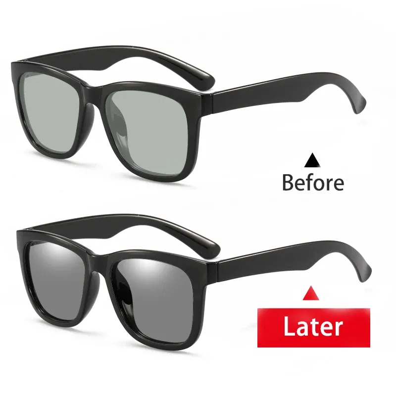 Lenses Color: PURPLE, Frame Color: MULTI - Myopia Photochromic Sunglasses Diopter Polarized Driving Goggle Men Chameleon Change Color transition Prescription Sun Glasses