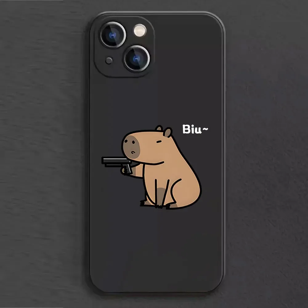Color: black, Material: TPU - Cartoon Animal Capybara Phone Case For Samsung Galaxy S10 S20 S21 S22 S23 S24 FE Plus Ultra Note 20 Couple Paired Silicone Cover