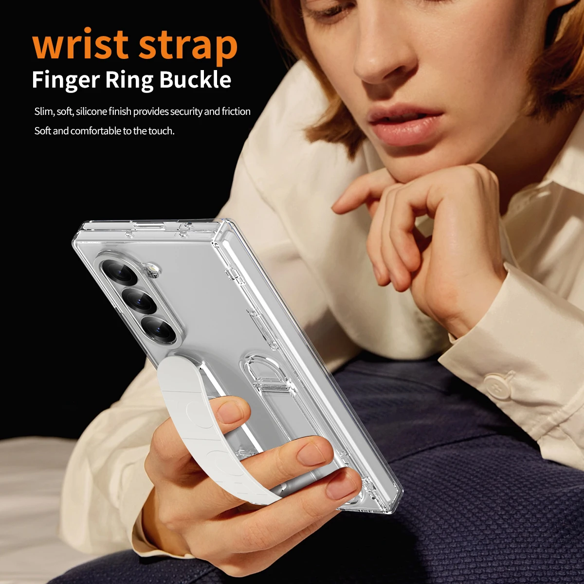 Color: Gold, Material: ABS - Touch Pen Case For Samsung Galaxy Z Fold 6 5 4 3 Skin Friendly Folding Hinge with Elastic Wrist Band Screen Tempered Film Cover