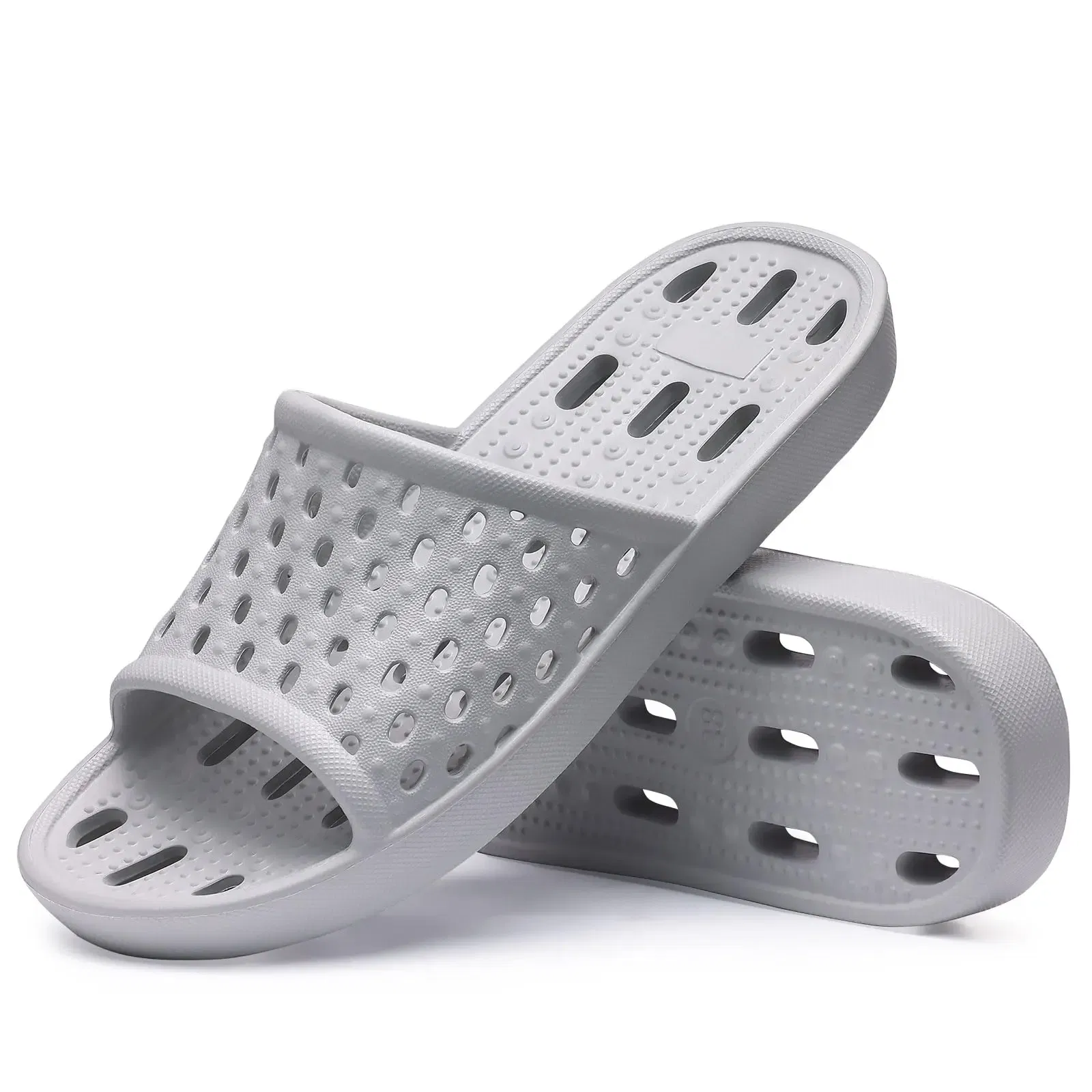 Color: Burgandy, Shoe Size: 37 - Pallene Summer New Shower Shoes For Women Quick Dry Pool Sandals With Drain Holes Bathroom Slides Lightweight EVA Home Slippers