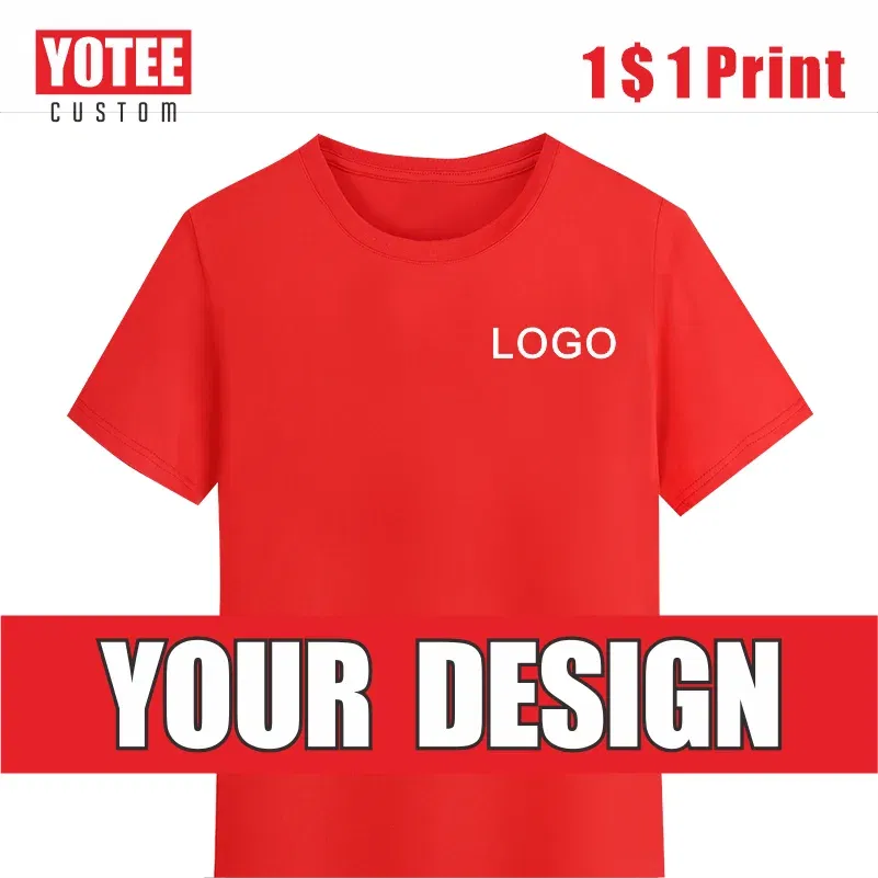 Color: Orange, Size: XXXL, Ships From: CHINA - YOTEE Round Neck T-shirt Cotton Logo Customized Embroidery Personal Group Fashion T-shirt Logo Customization