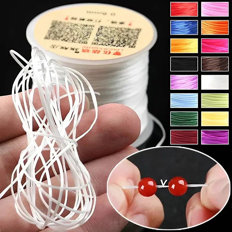 Color: Yellow, Size: S - DIY Fishing Lines Elastic Crystal Beading String Stretchable Thread For Bracelet Necklace Nylon Rubber Jewelry Making Supplies