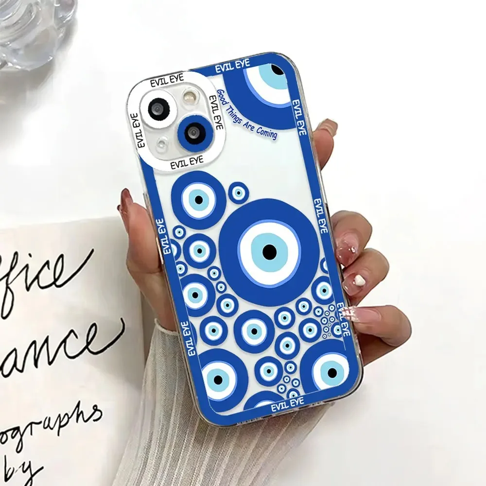 Color: GRAY, Material: PVC - Blue Evil Eye Phone Case For Samsung Galaxy S10 S20 S21 S22 S23 S24 FE Plus Ultra Note 20 Transparent TPU Case