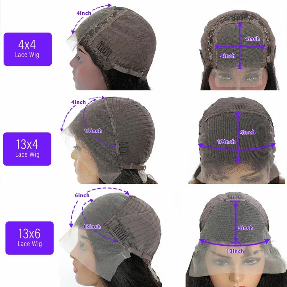 Color: #1, Ships From: CHINA, Stretched Length: 20inches, Density: 150% - 13x4 13x6 Transparent Body Wave Wig Pre Plucked Glueless 4x4 HD Lace Closure Wigs For Women Brazilian Lace Front Human Hair Wig