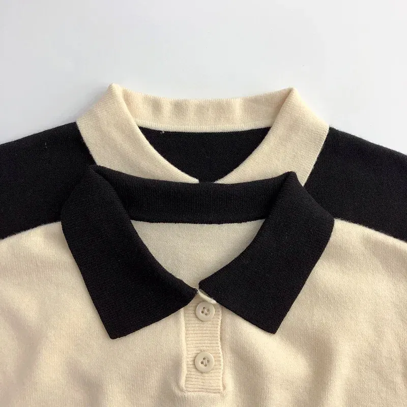Color: Beige, Kid Size: 4T - 2025 Autumn New Children Long Sleeve Striped Sweater Cotton Boys Knitted Shirts Cute Baby Casual Knit Sweater Kids Clothes