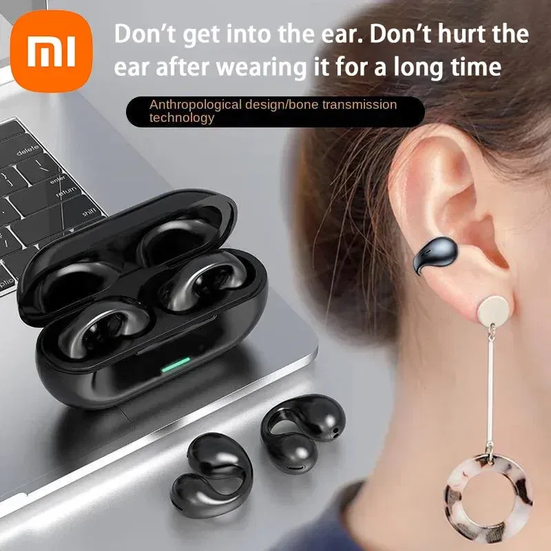 Color: Beige - Xiaomi Original T75 Bone Conduction Bluetooth 5.3 Headphones Sports Wireless Earphones HiFi Sound Quality Waterproof TWS Headset