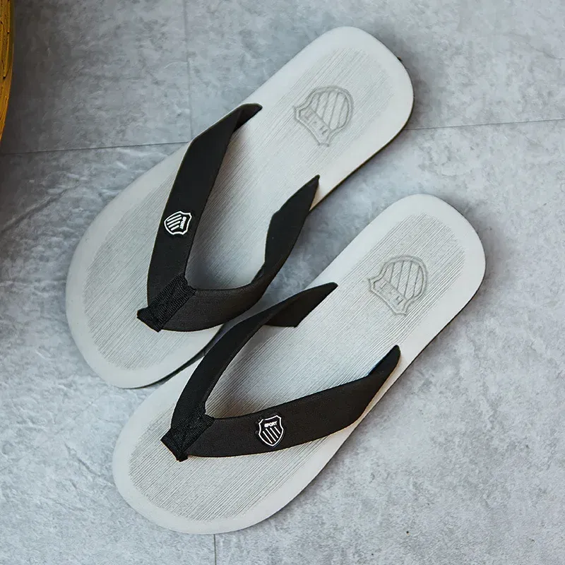 Color: black, Shoe Size: 42 - Hot Sale Men's Flip-flops Outdoor Casual Beach Slippers Soft Light Non-Slip Shoes Summer Slippers Men Shower 2023 Zapatos Hombre