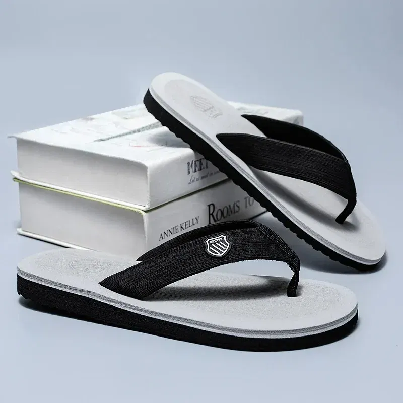Color: black, Shoe Size: 42 - Hot Sale Men's Flip-flops Outdoor Casual Beach Slippers Soft Light Non-Slip Shoes Summer Slippers Men Shower 2023 Zapatos Hombre